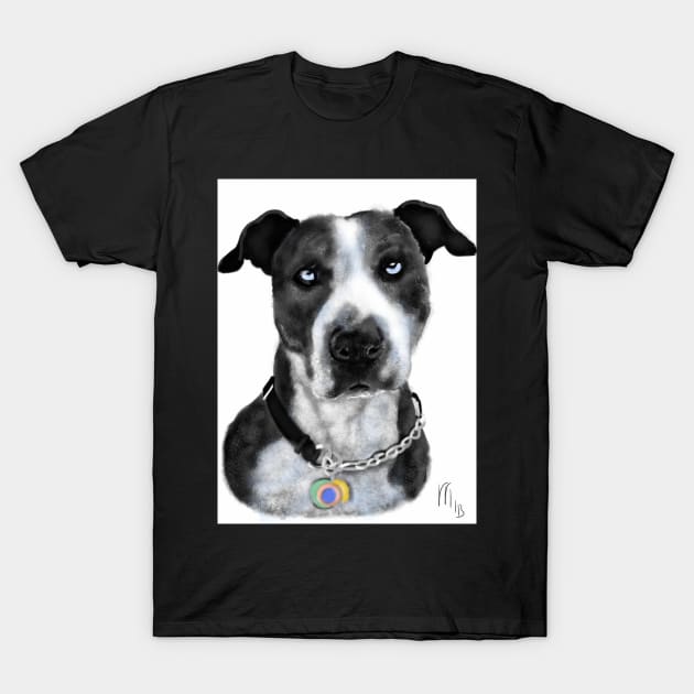 Pit Bull with Blue Eyes T-Shirt by LITDigitalArt